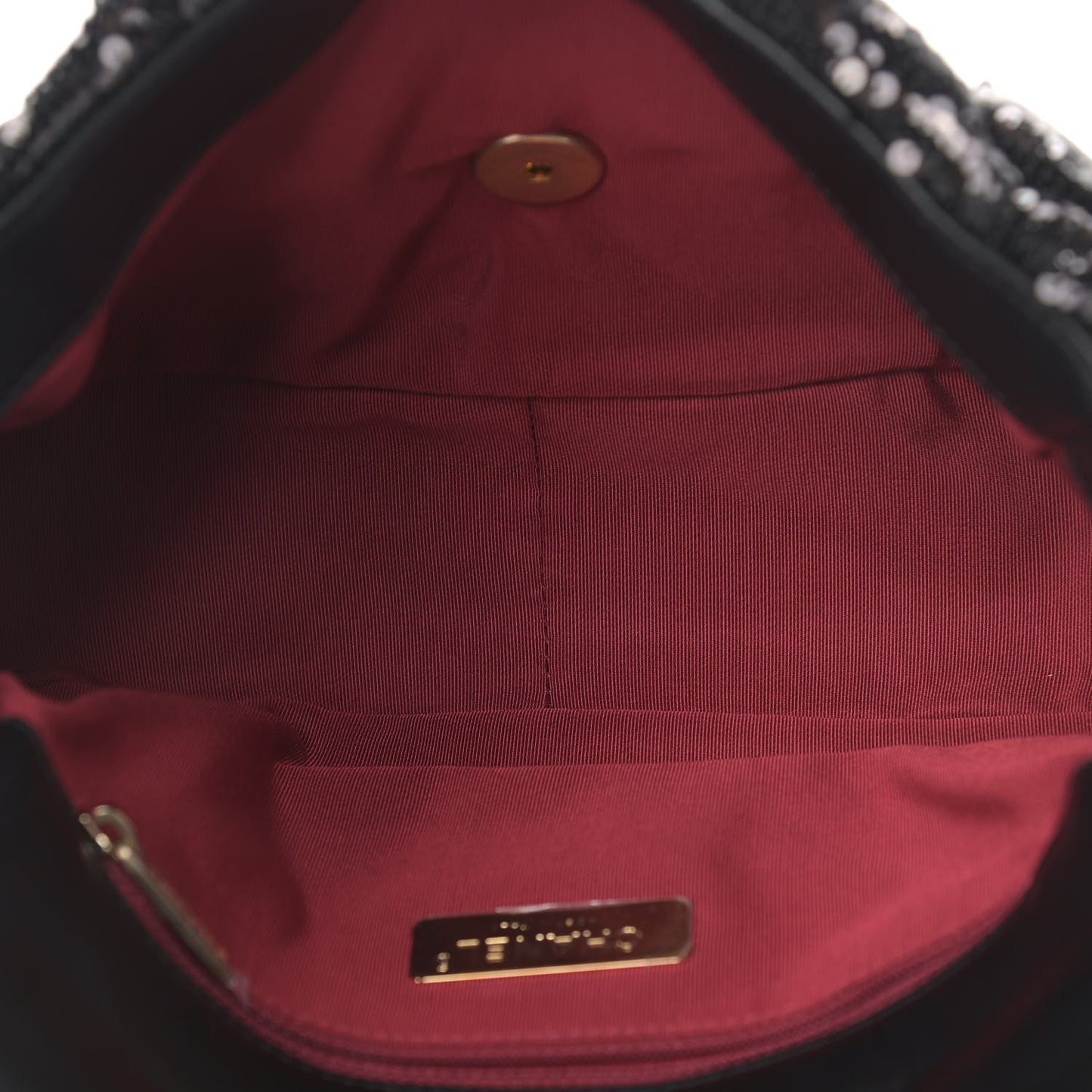 Sequin Quilted Medium Chanel 19 Flap Black