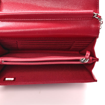 Chanel Caviar Quilted Square Wallet On Chain WOC Dark Pink 6 of 8