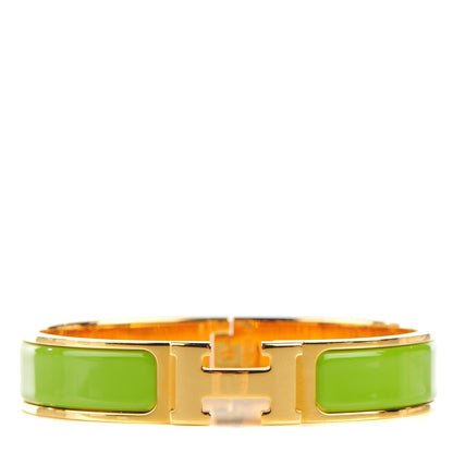 Hermes Enamel Narrow Clic Clac H Bracelet PM Vert Prairie 1 of 5