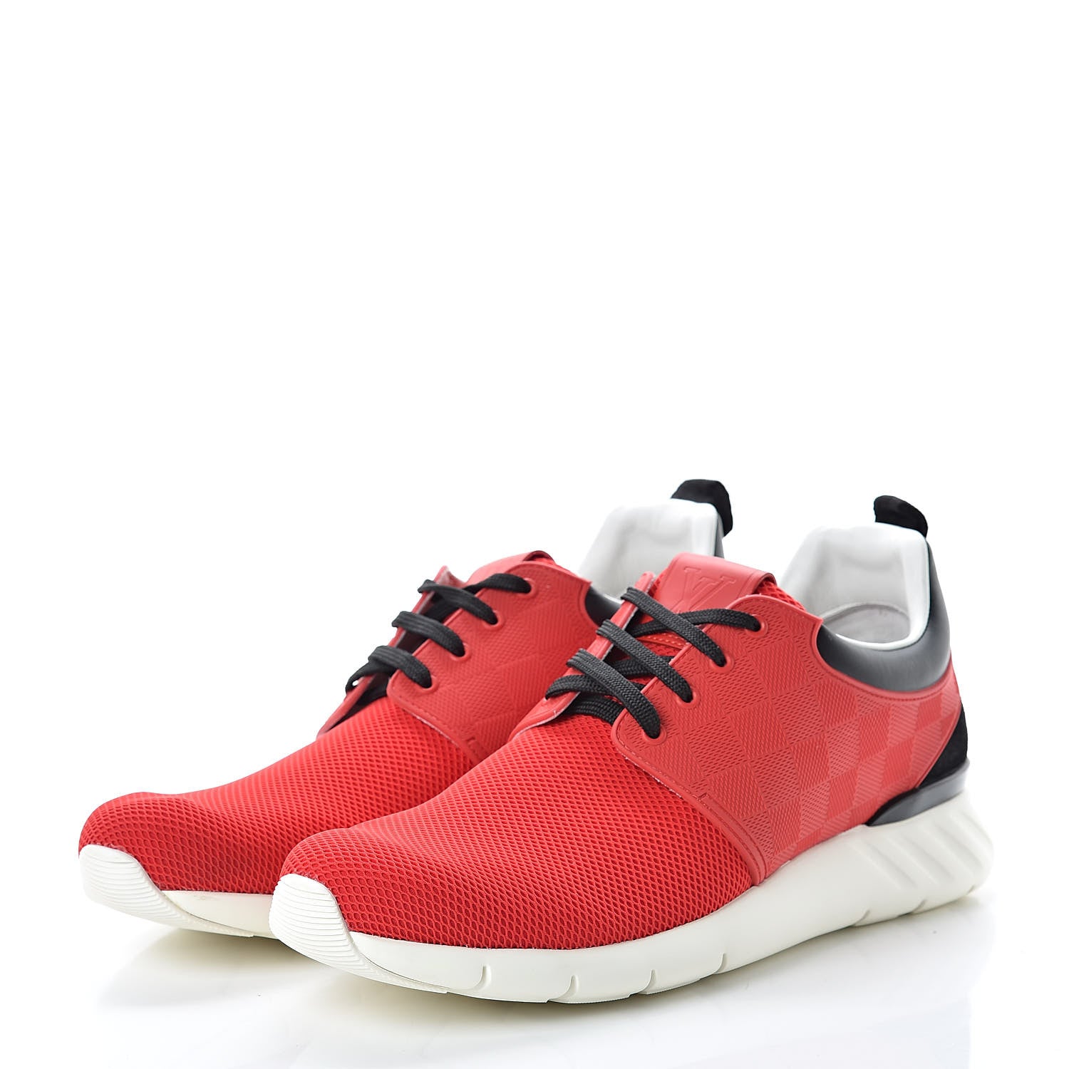 Louis Vuitton Rubber Mesh Suede Damier Fastlane Low Sneakers 7.5 Rouge 3 of 9