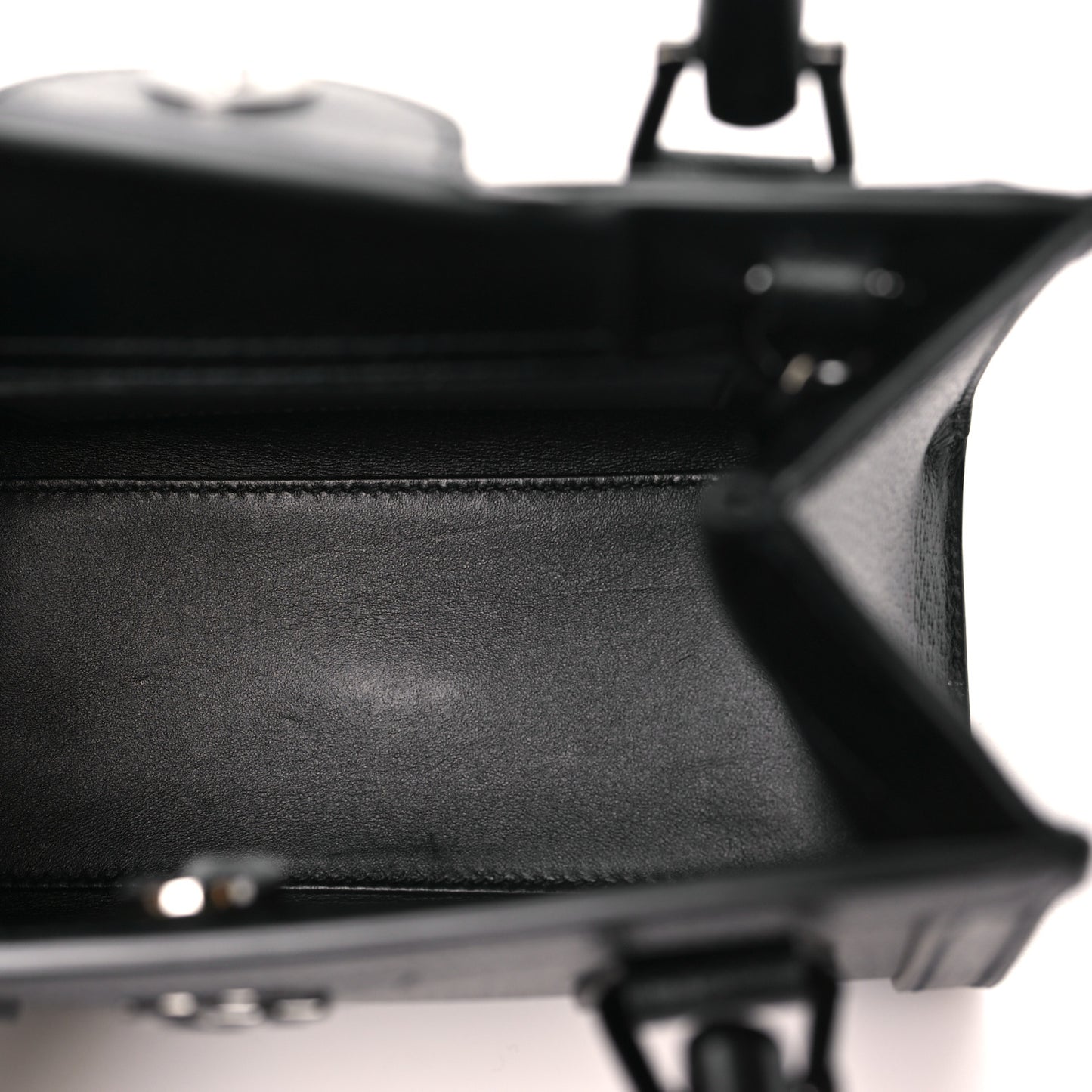 Textured Dollar Calfskin Web Monochrome Mini Diana Tote Bag Black