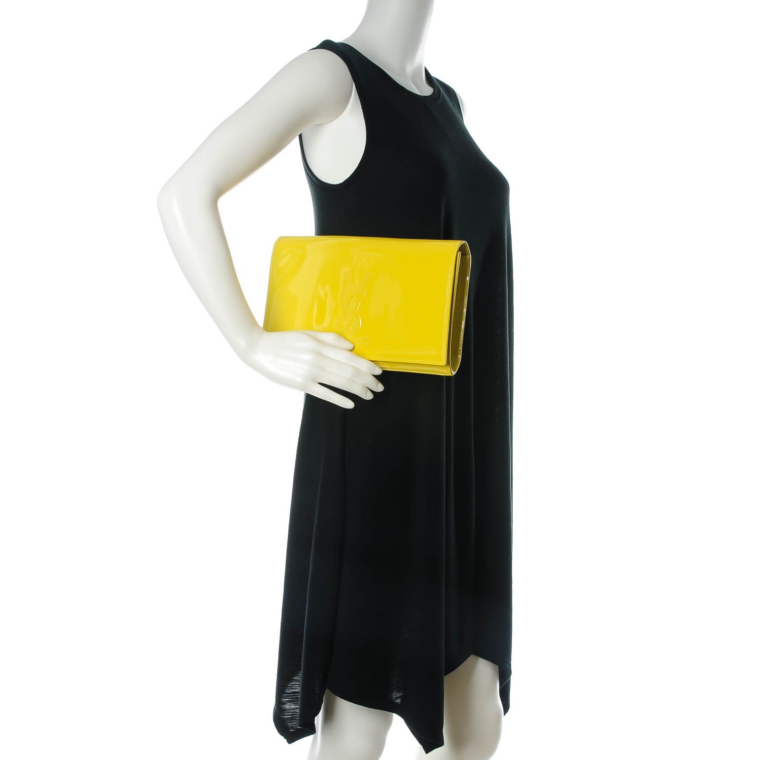 Saint Laurent Patent Calfskin Monogram Large Belle De Jour Clutch Yellow 2 of 7