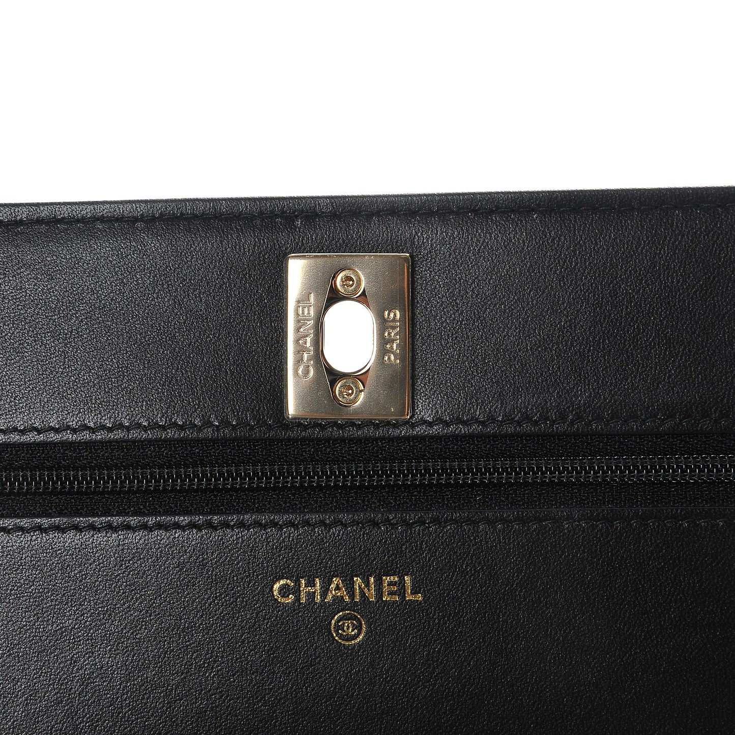 Lambskin Quilted Trendy CC Wallet On Chain WOC Black