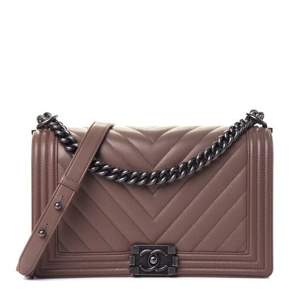 Chanel Caviar Chevron Quilted New Medium Boy Flap Dark Beige 1 of 4