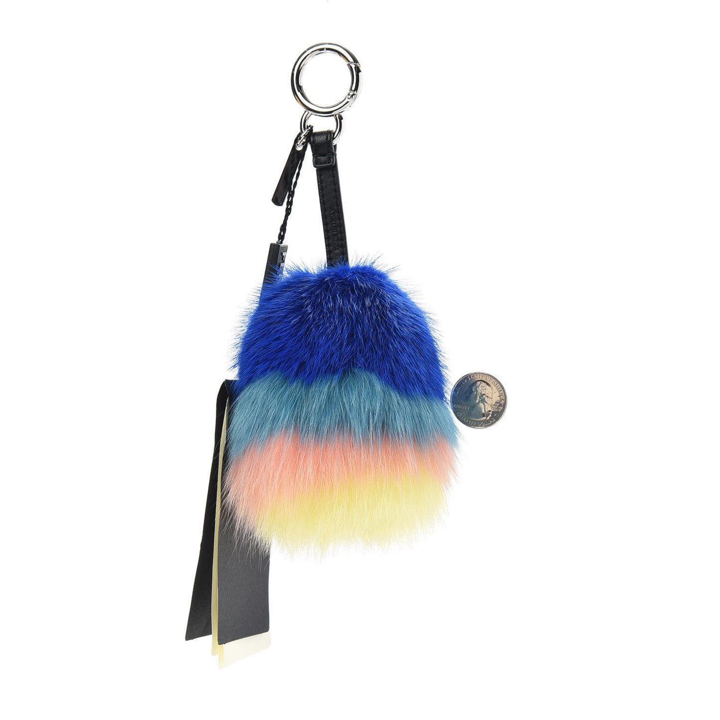 Mink Fox Fur Kid Monster Bag Bug Charm Blue Multicolor