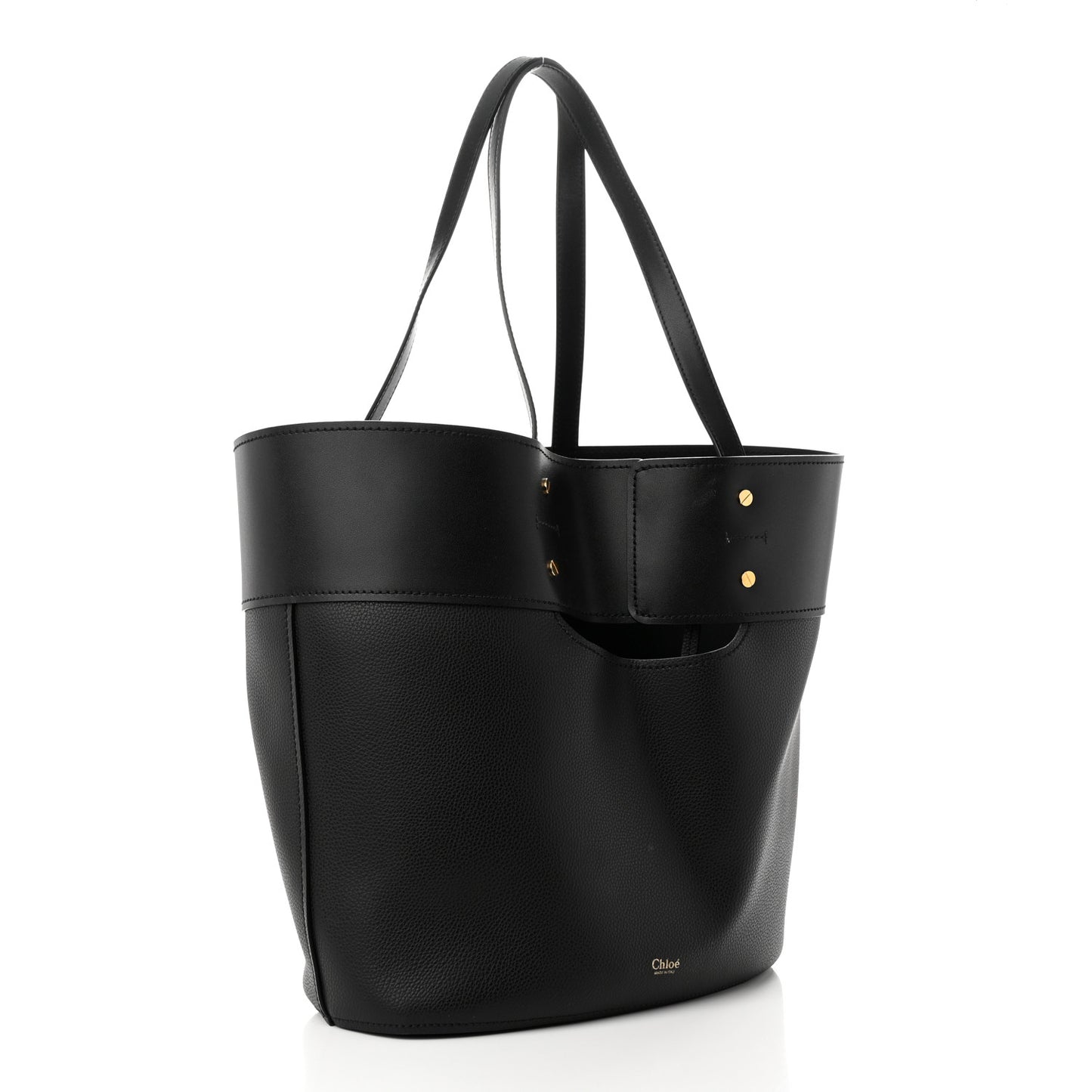 Smooth Grained Calfskin Medium Aby Tote Black