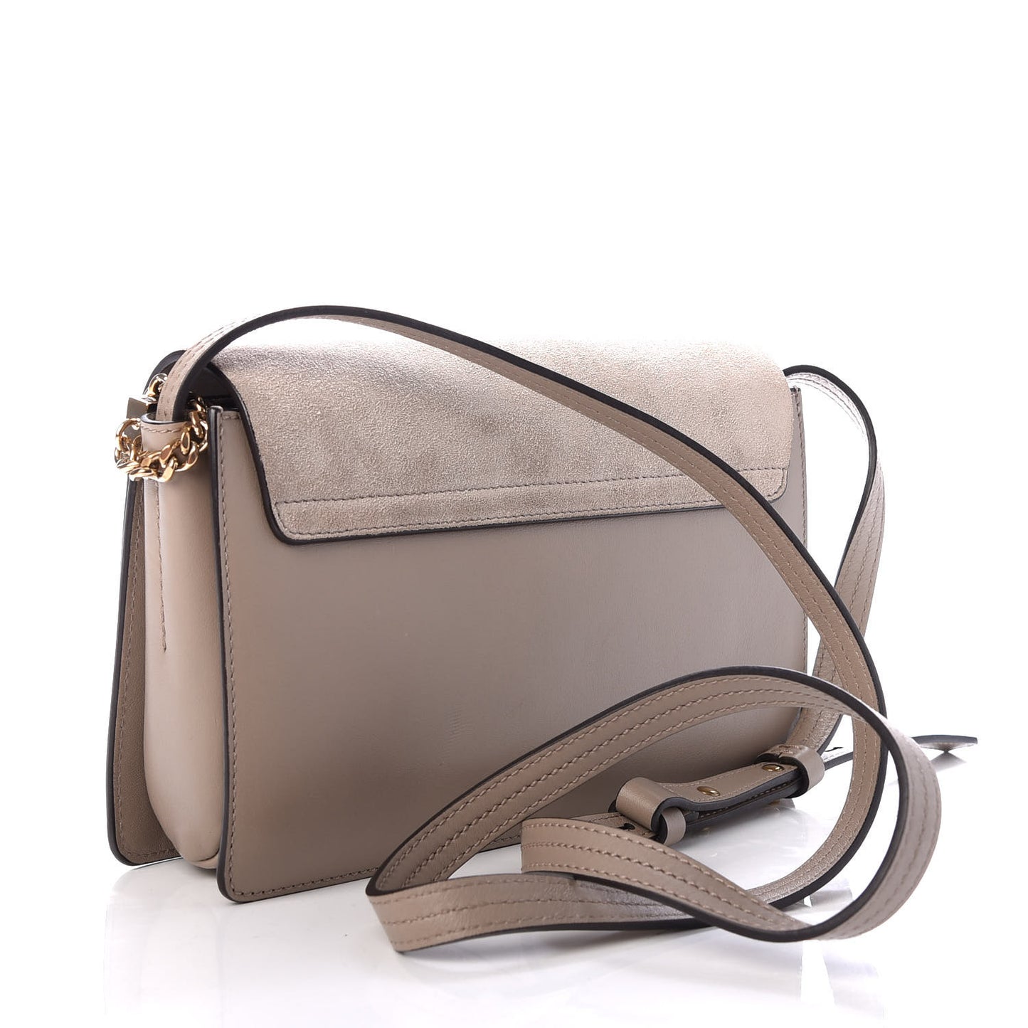 Suede Calfskin Small Faye Shoulder Bag Motty Grey