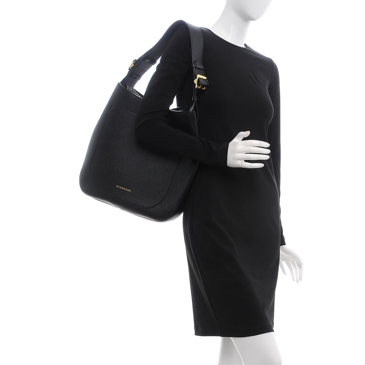 Grainy Calfskin Small Elmstone Hobo Black