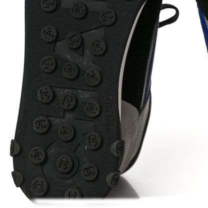 Chanel Nylon Calfskin CC Sneakers 39 Blue Black Grey 6 of 7