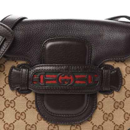 Gucci Monogram Pebbled Calfskin Web Small Dressage Shoulder Bag Dark Brown 10 of 10