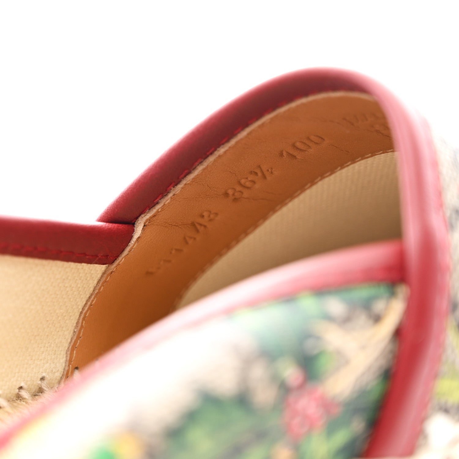 Gucci GG Supreme Monogram Tian Womens Espadrilles 36.5 Beige Ebony Multicolor Rosso 10 of 13