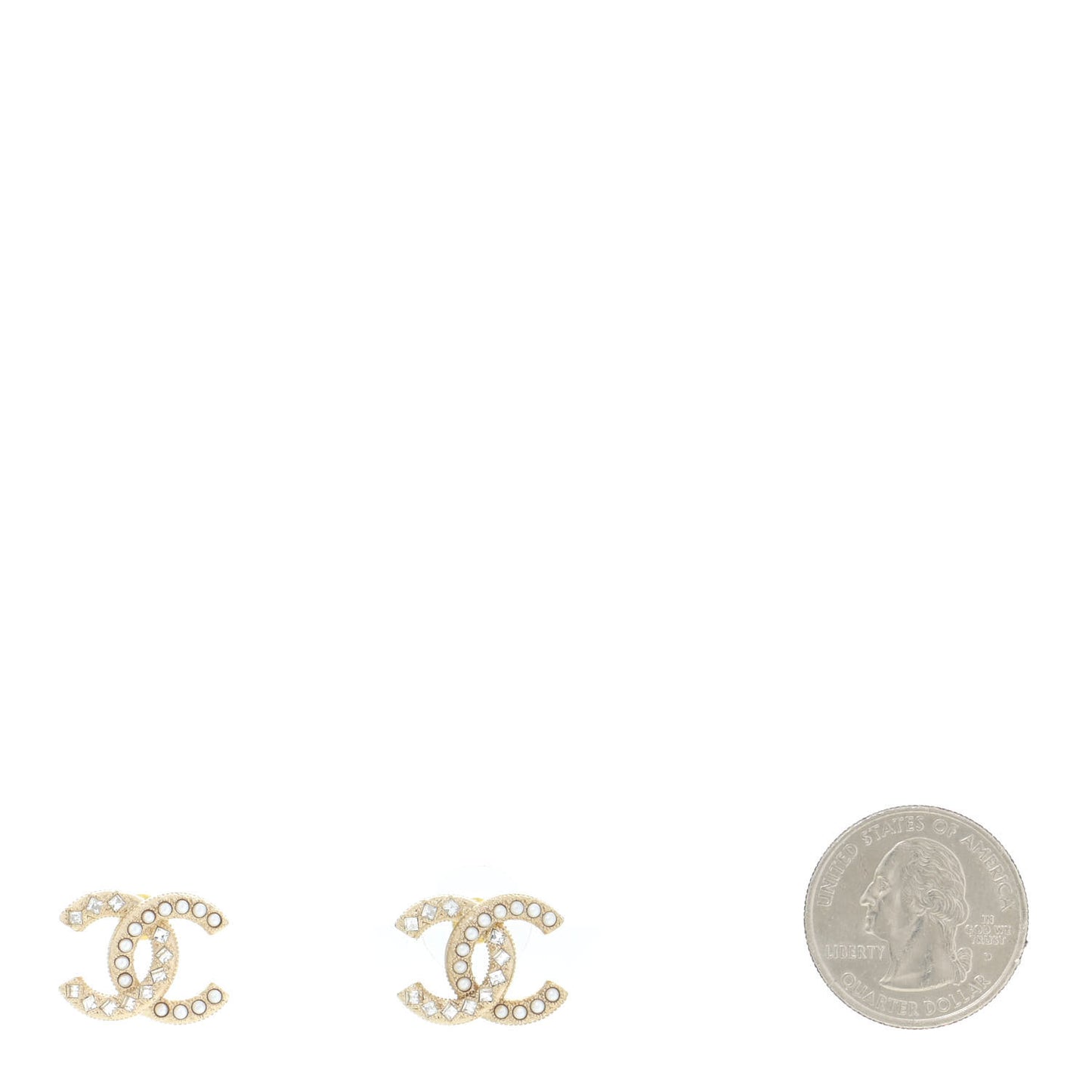 Pearl Crystal CC Earrings Gold