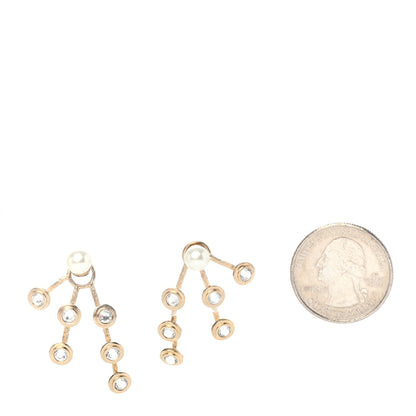 Christian Dior Pearl Crystal Tribales Pendant Earrings Gold 2 of 5