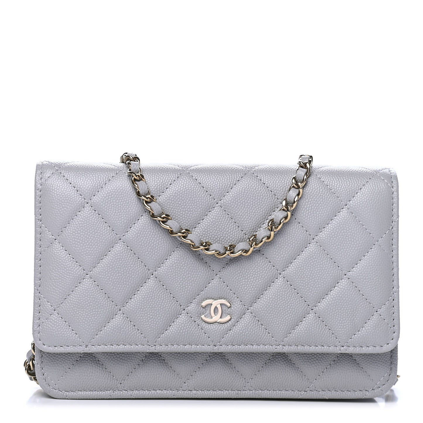 Caviar Quilted Wallet On Chain WOC Grey