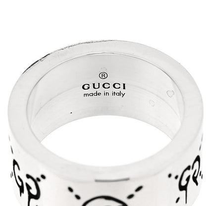 Gucci Sterling Silver GucciGhost Hamlet Skull Band Ring 47 4 4 of 6