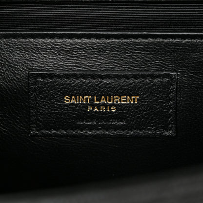 Saint Laurent Grain De Poudre Textured Mixed Matelasse Triquilt Medium Monogram Satchel Black 6 of 10