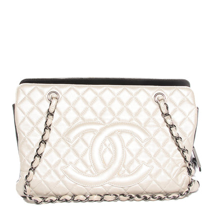 Chanel Metallic Calfskin Quilted Mademoiselle Tote Pearl Black 1 of 8