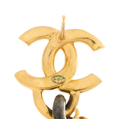 Chanel CC Chain Tassel Drop Earrings Gold Black 4 of 4