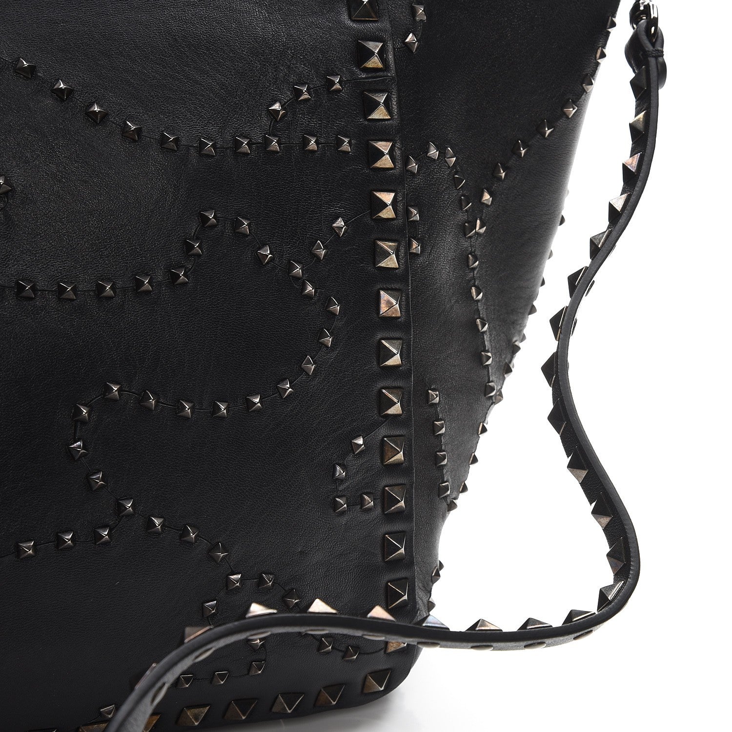 Valentino Garavani Vitello Studded Medium Rockstud Tote Black 8 of 8