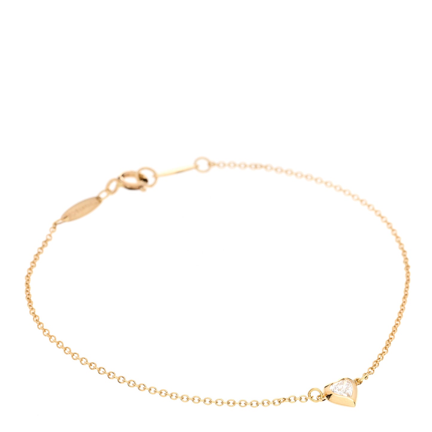 18K Yellow Gold Diamond .17ct Heart Station Bracelet