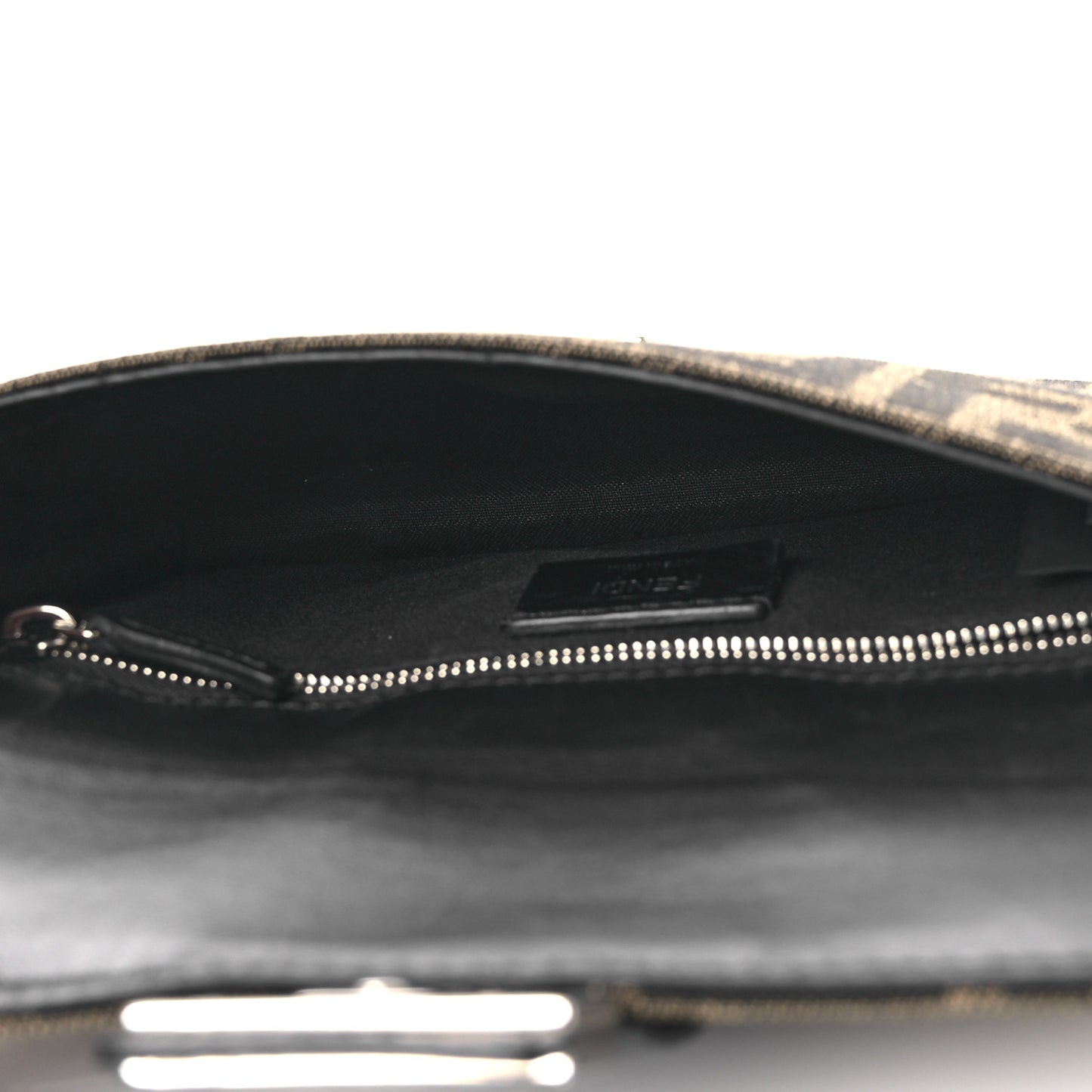 Recycled Fabric Jacquard Vitello Grace FF 1974 Baguette Belt Pouch Tobacco Moro Black