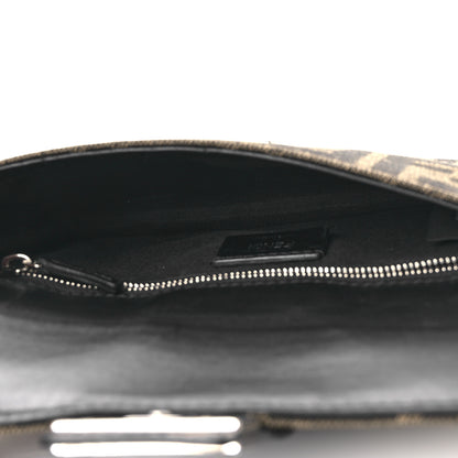 Fendi Recycled Fabric Jacquard Vitello Grace FF 1974 Baguette Belt Pouch Tobacco Moro Black 5 of 12