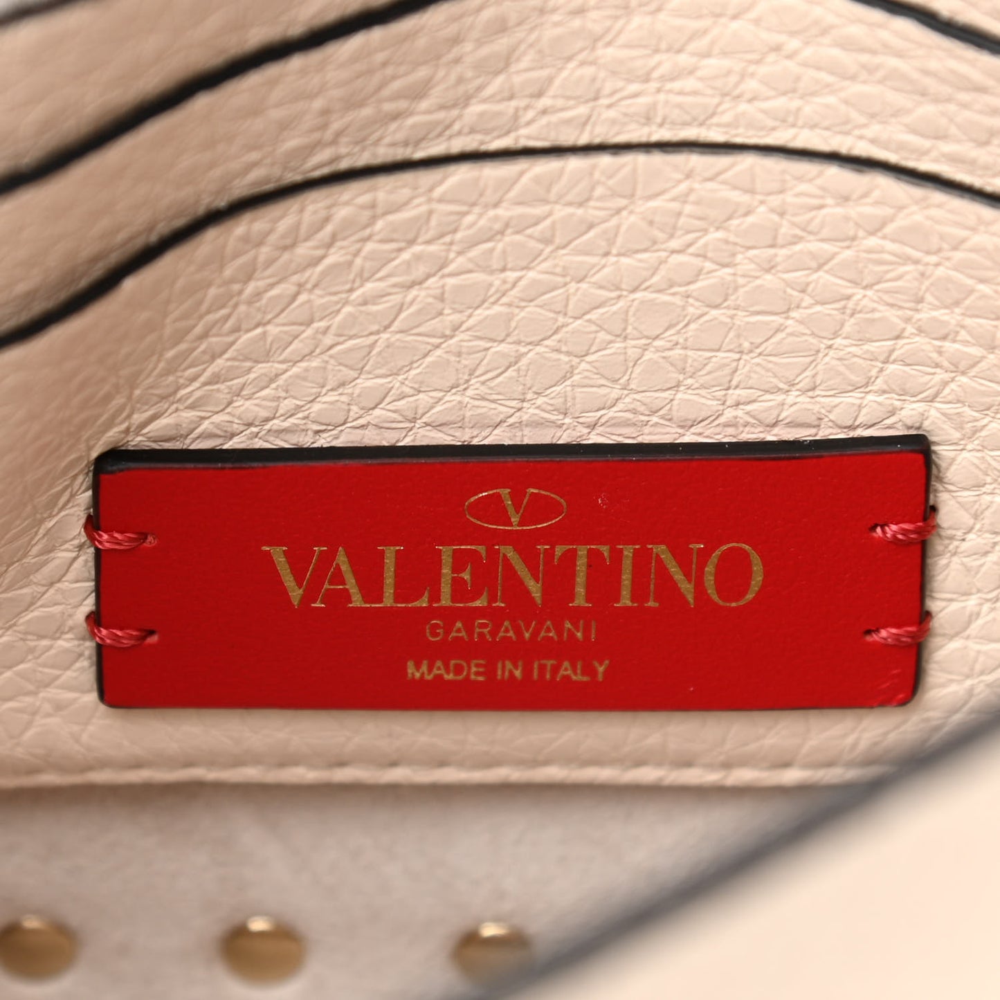 Grainy Calfskin Small Rockstud Top Handle Bag Light Ivory