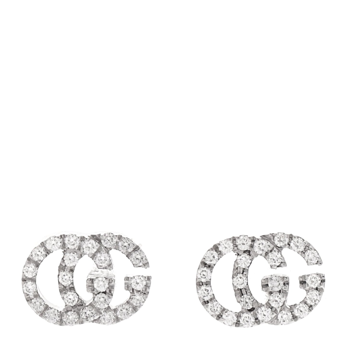 18K White Gold Diamond Mini Running G Earrings