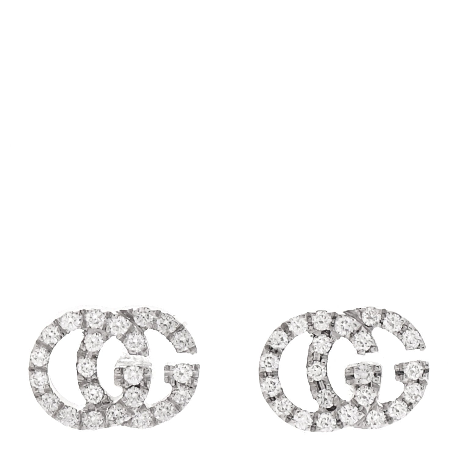 Gucci 18K White Gold Diamond Mini Running G Earrings 1 of 6