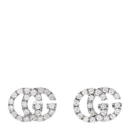 Gucci 18K White Gold Diamond Mini Running G Earrings 1 of 6