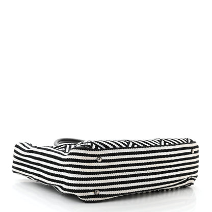 Chanel Woven Canvas Large Easy Shopping Tote Black White 4 of 12