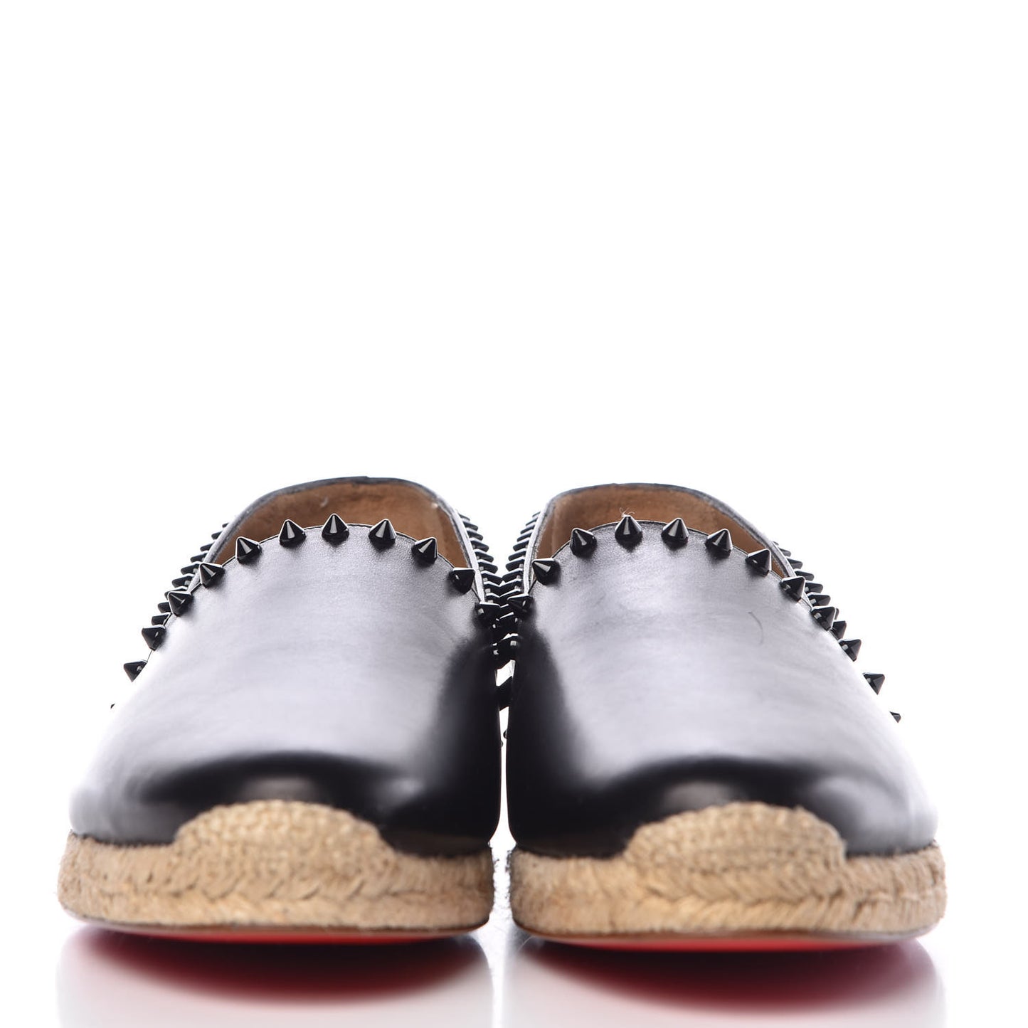 CHRISTIAN LOUBOUTIN Calfskin Ares Flat Espadrilles 42 Black
