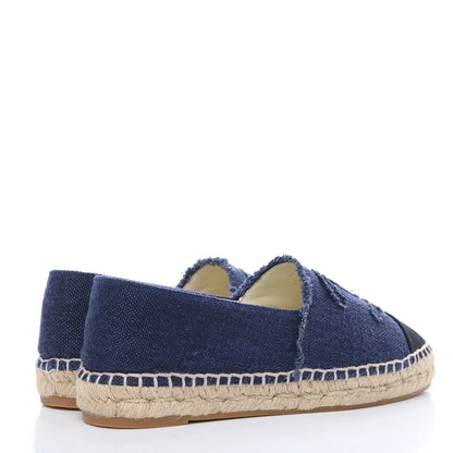 Chanel Linen CC Espadrilles 38 Blue Black 4 of 11