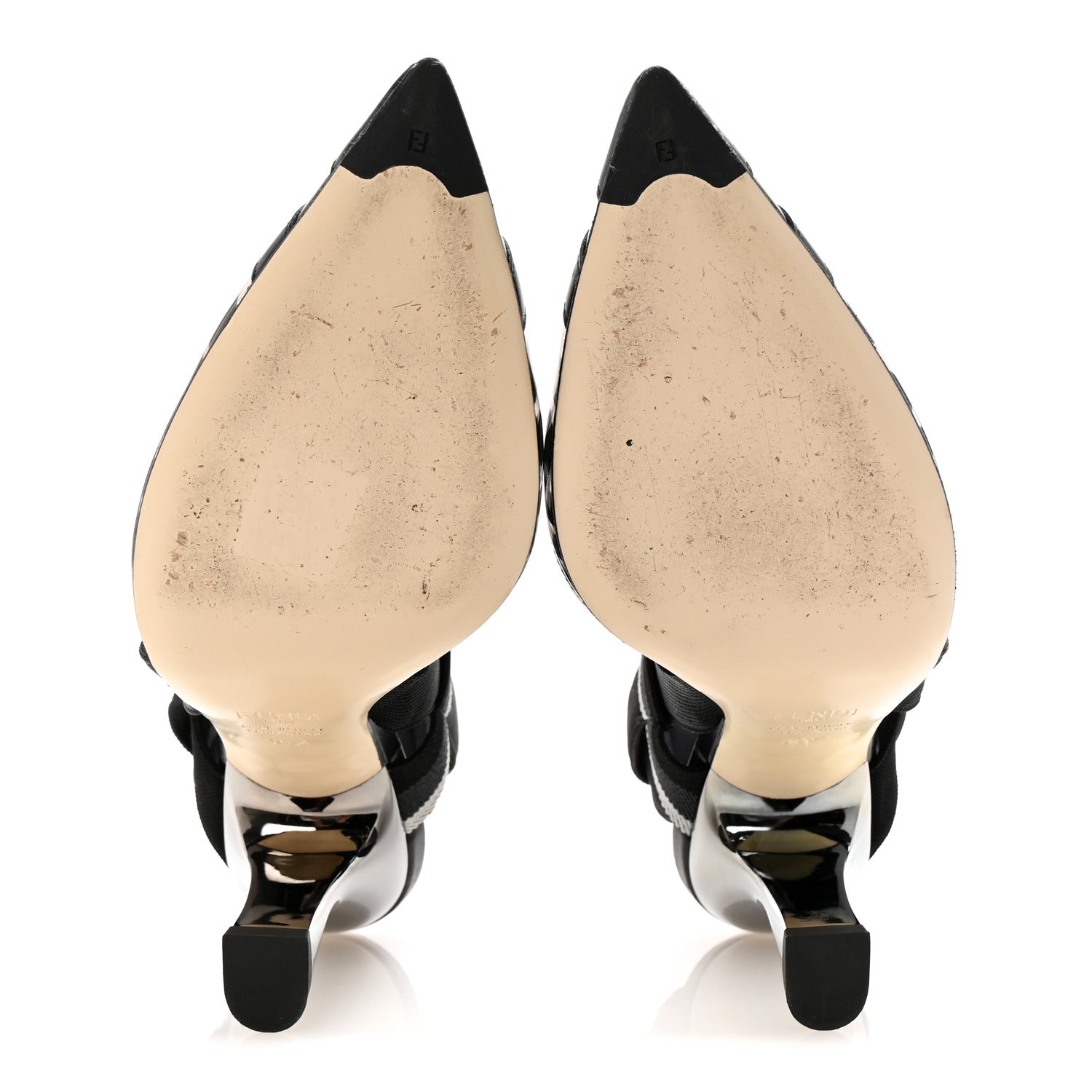 Fendi PVC Vitello FF Colibri 85mm Slingback Pumps 36.5 Transparent Black 6 of 8
