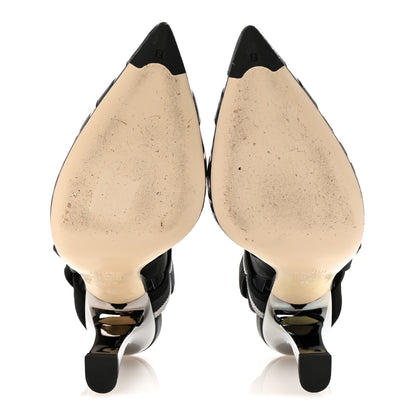 Fendi PVC Vitello FF Colibri 85mm Slingback Pumps 36.5 Transparent Black 6 of 8