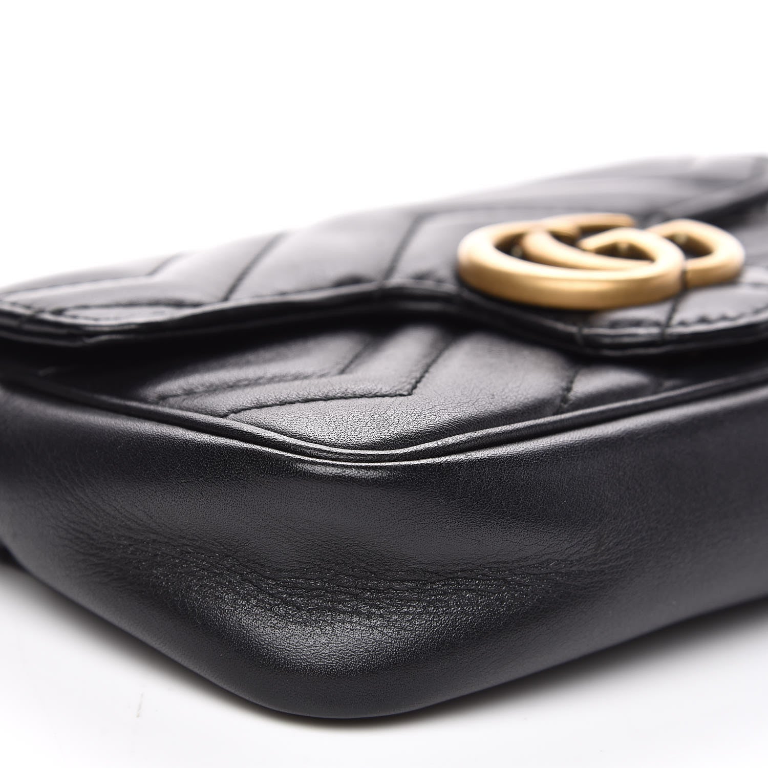 Gucci Calfskin Matelasse Super Mini GG Marmont Shoulder Bag Black 10 of 12