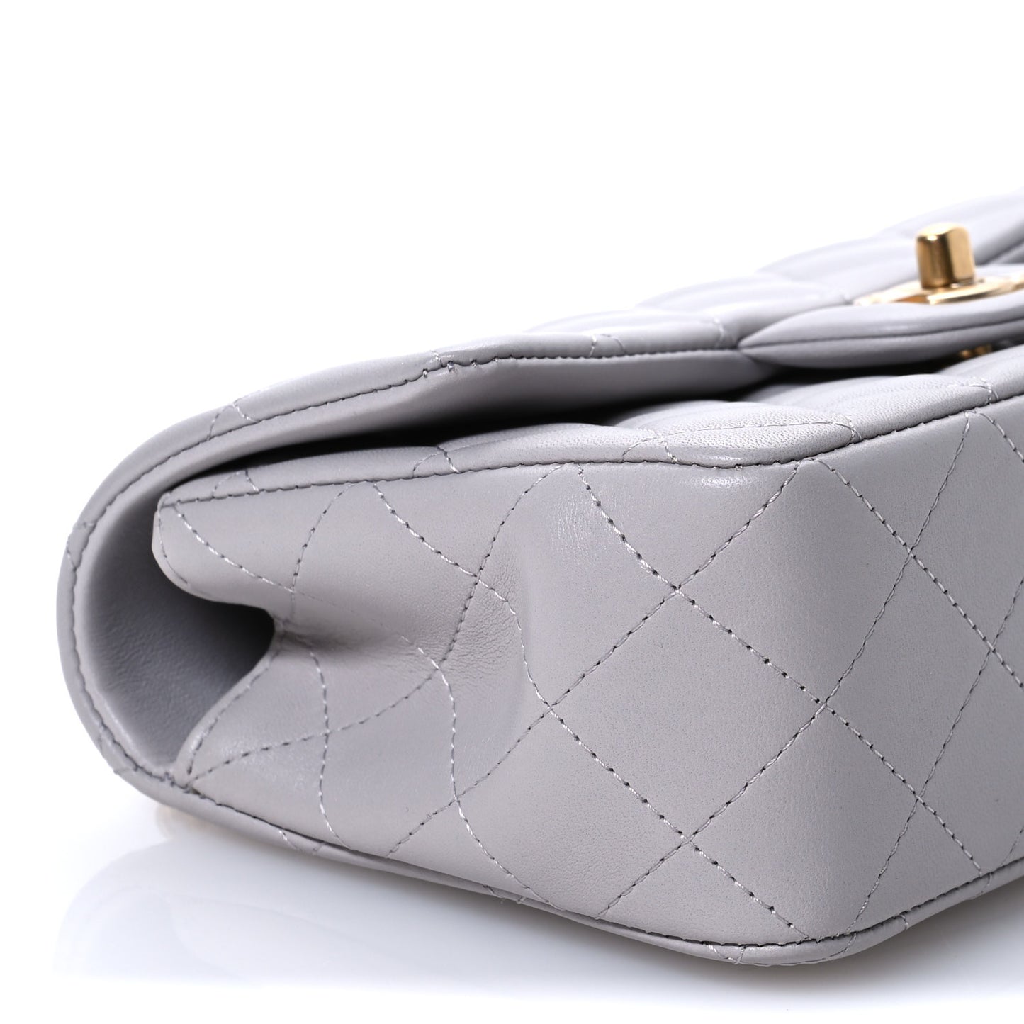 Lambskin Quilted Mini Top Handle Rectangular Flap Grey