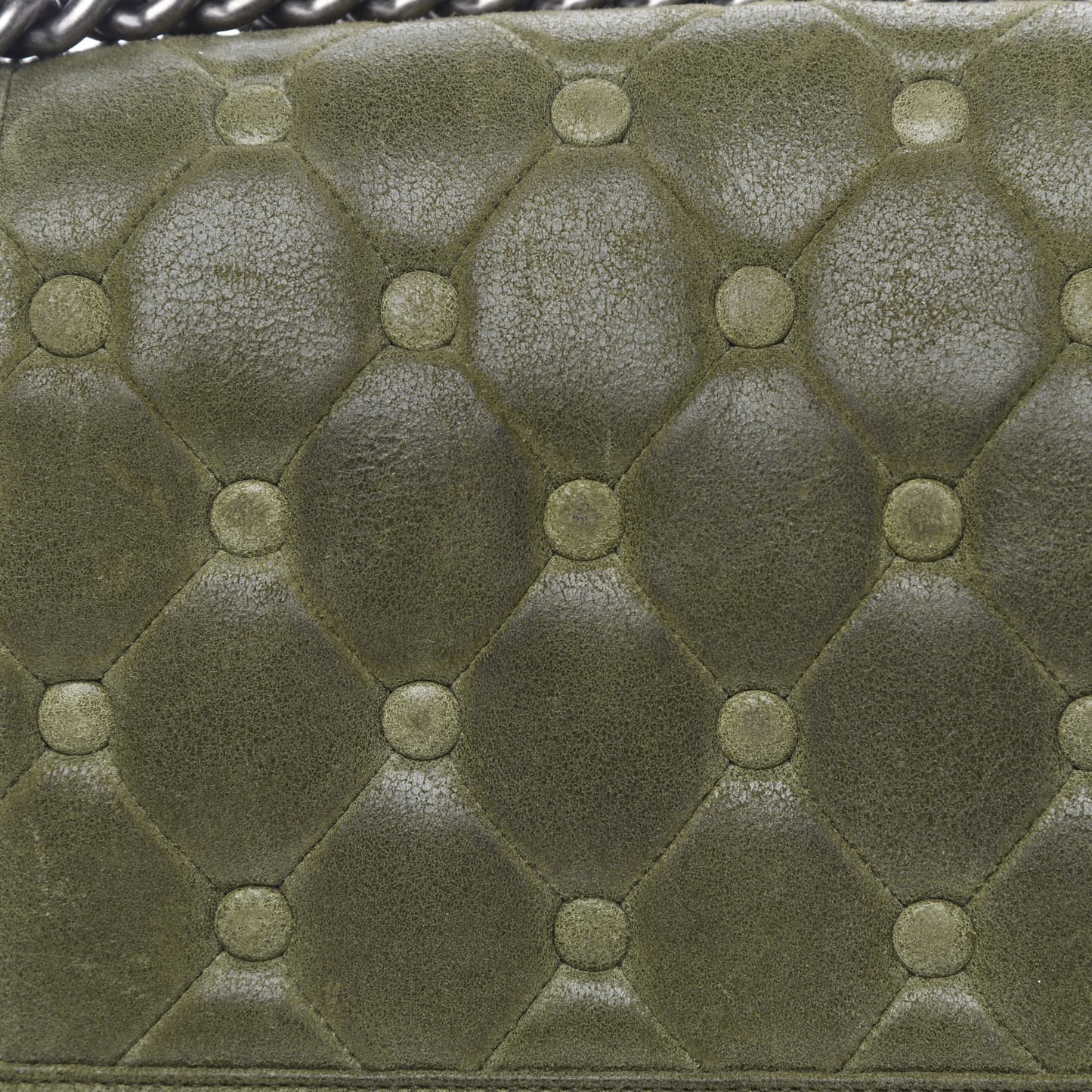 Goatskin Chesterfield Quilted Medium Celtic Boy Flap Green