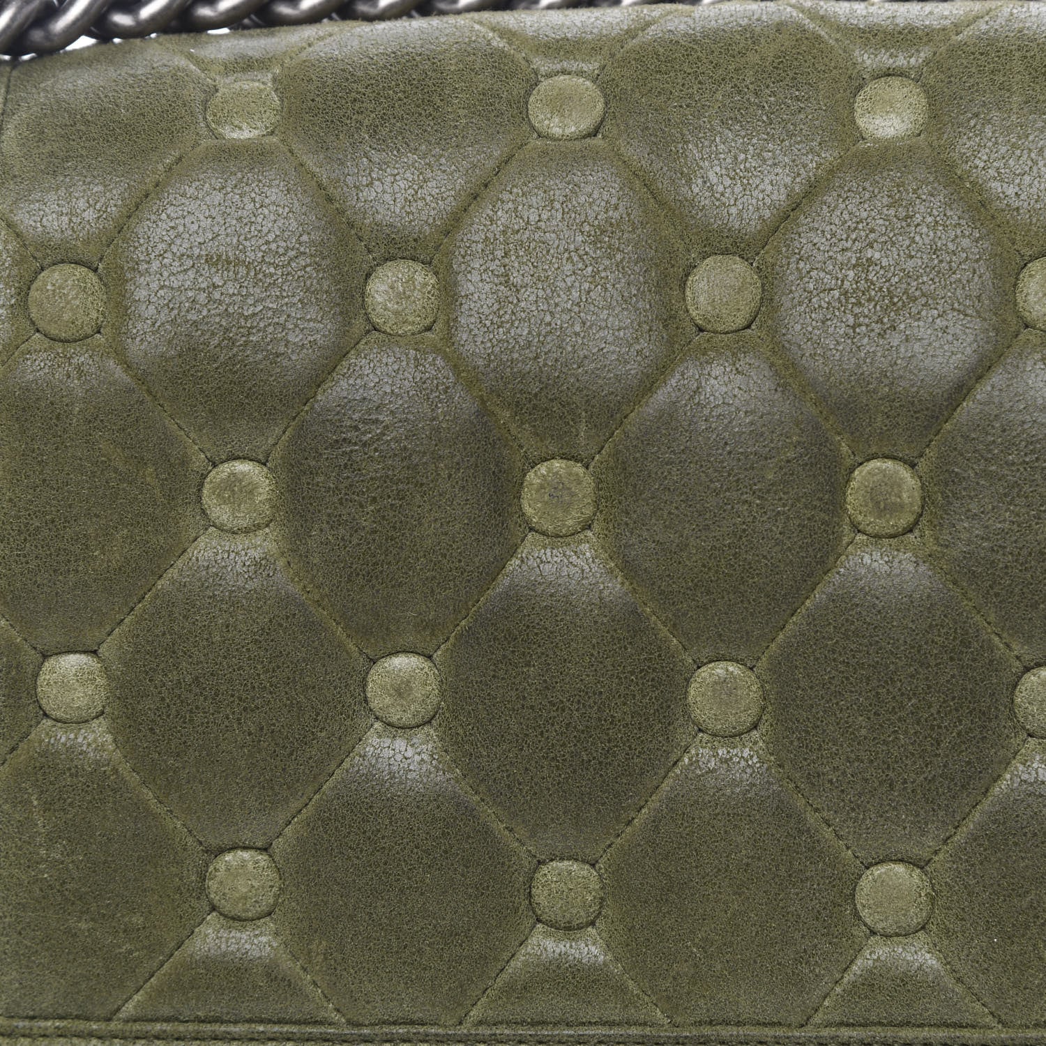 Chanel Goatskin Chesterfield Quilted Medium Celtic Boy Flap Green 13 of 15