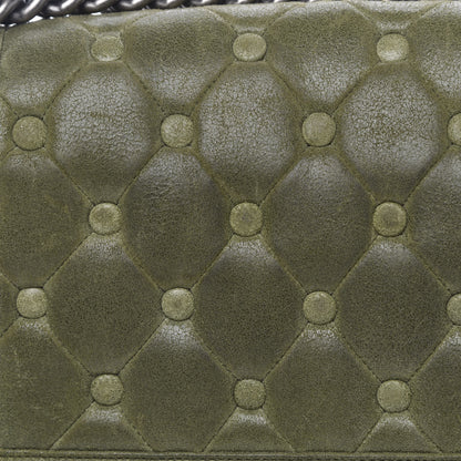 Chanel Goatskin Chesterfield Quilted Medium Celtic Boy Flap Green 13 of 15