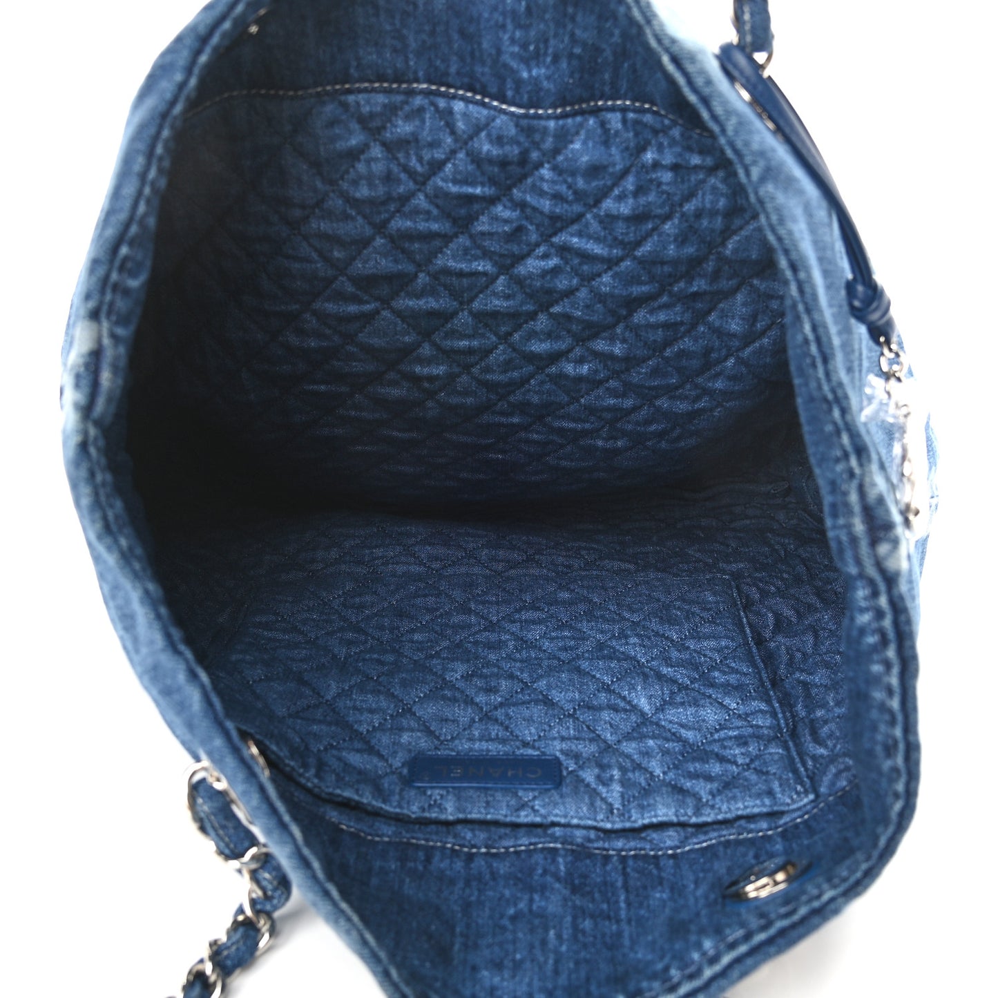 Denim Printed Shopping Bag Blue