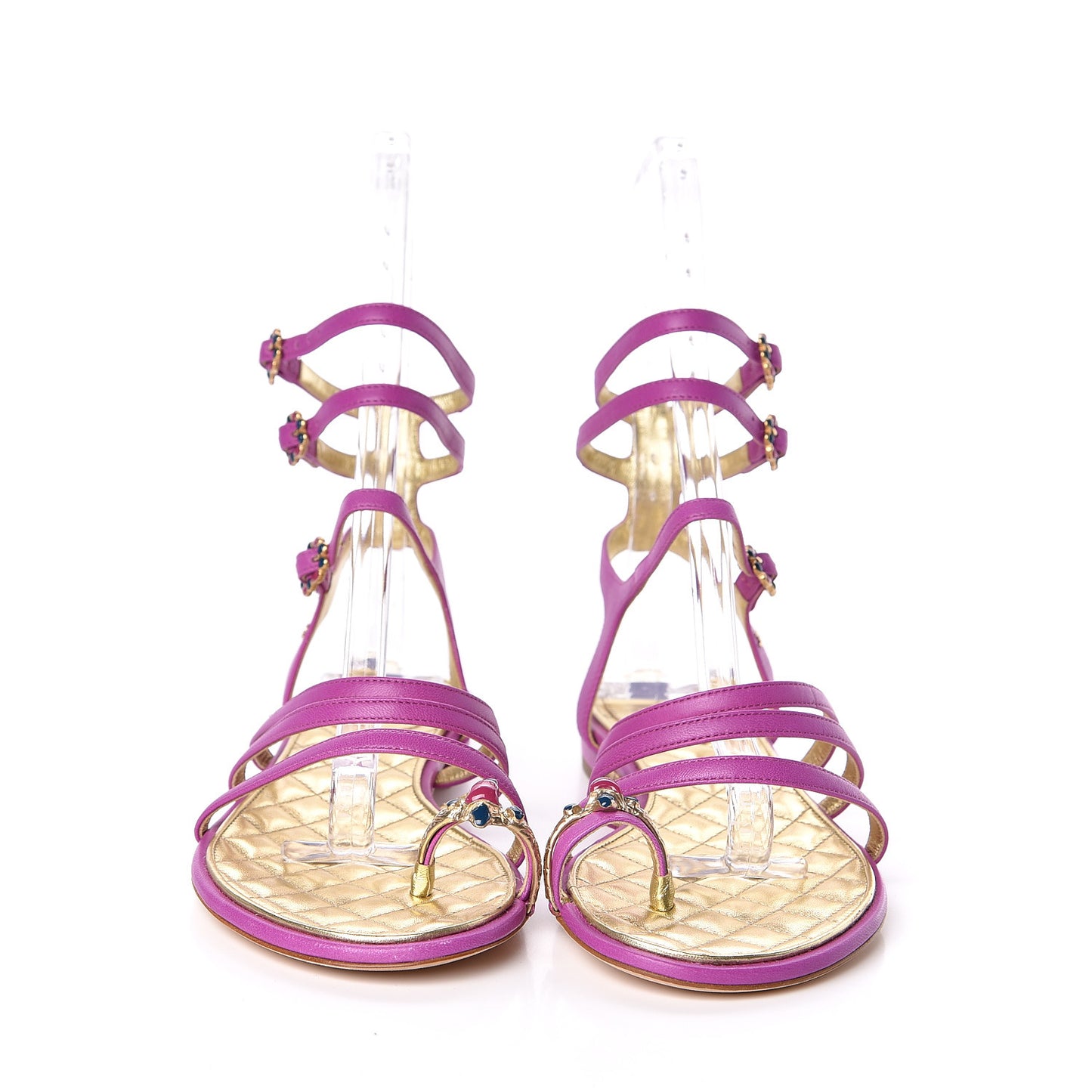 Lambskin Gripoix Flat Sandals 37.5 Purple