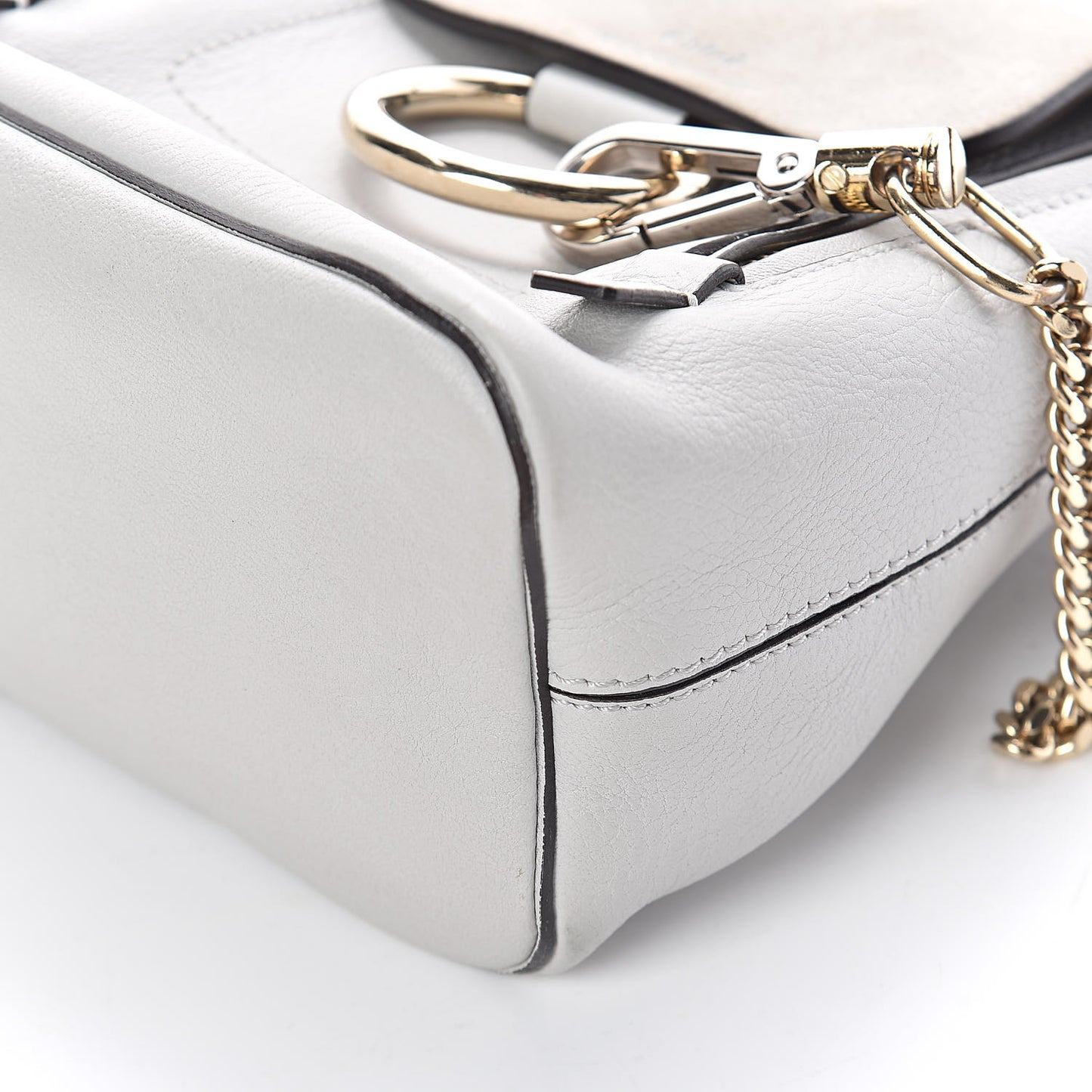 Suede Calfskin Mini Faye Backpack Airy Grey
