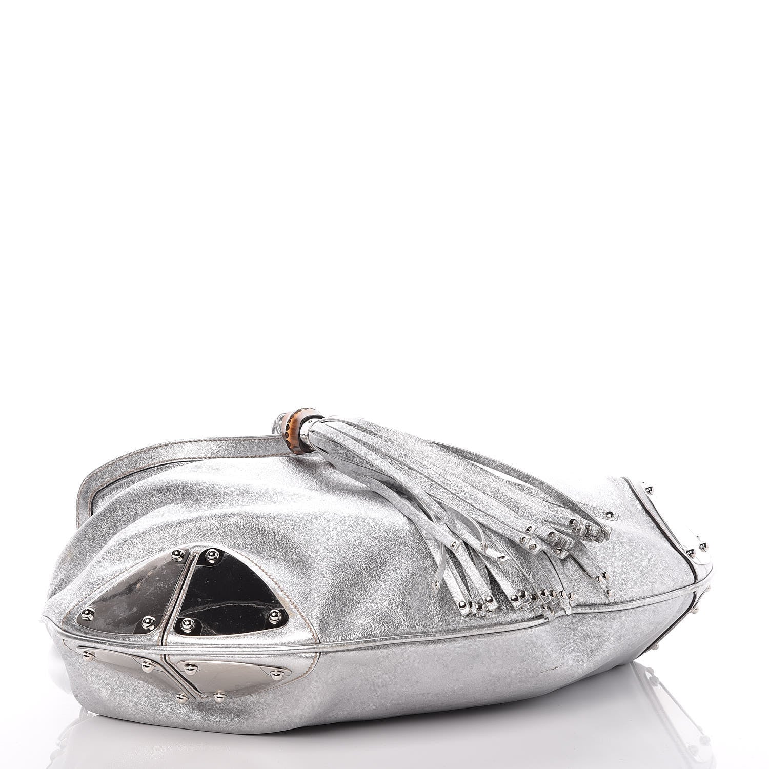 Gucci Metallic Calfskin Large Indy Top Handle Hobo Silver 4 of 9