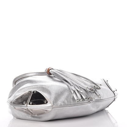 Gucci Metallic Calfskin Large Indy Top Handle Hobo Silver 4 of 9