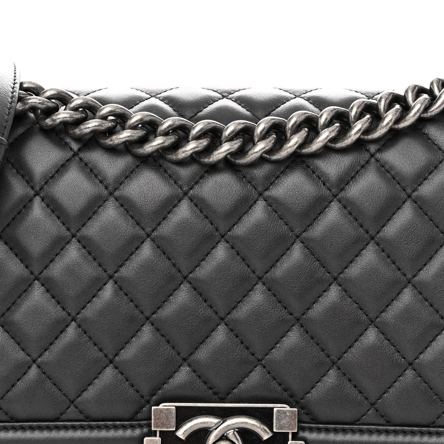 Calfskin Quilted Medium Boy Flap Black