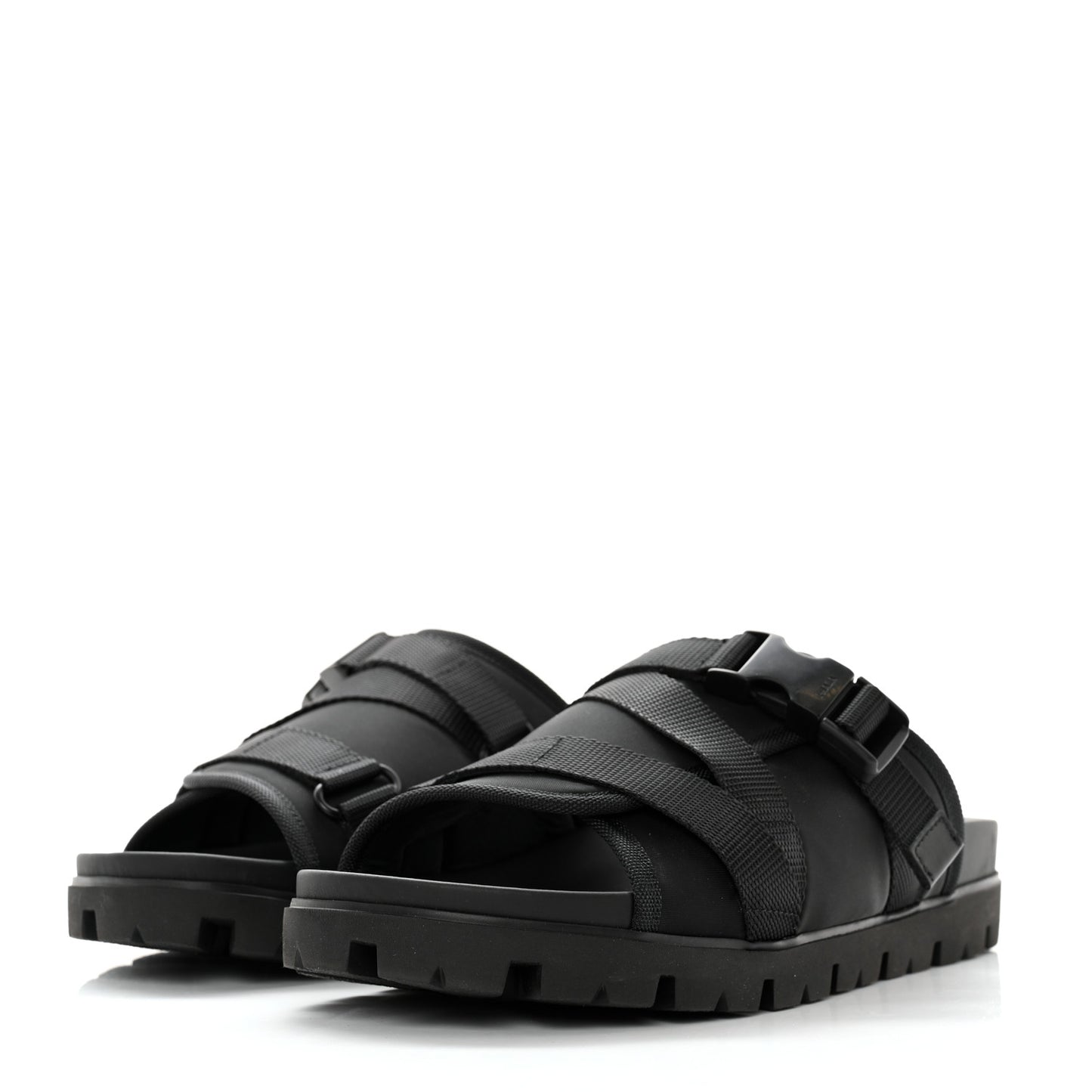 Nylon Logo Slide Sandals 8 Black