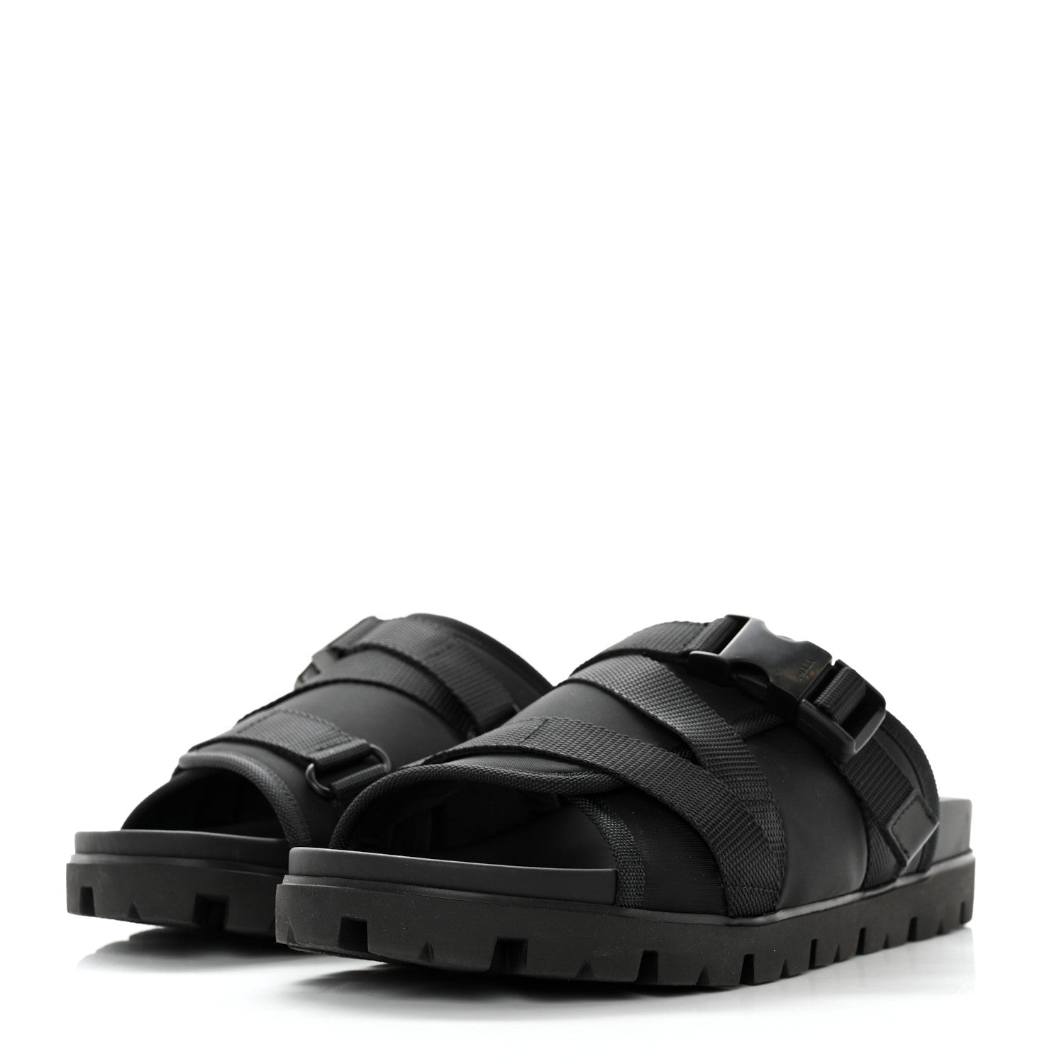 Prada Nylon Logo Slide Sandals 8 Black 3 of 10