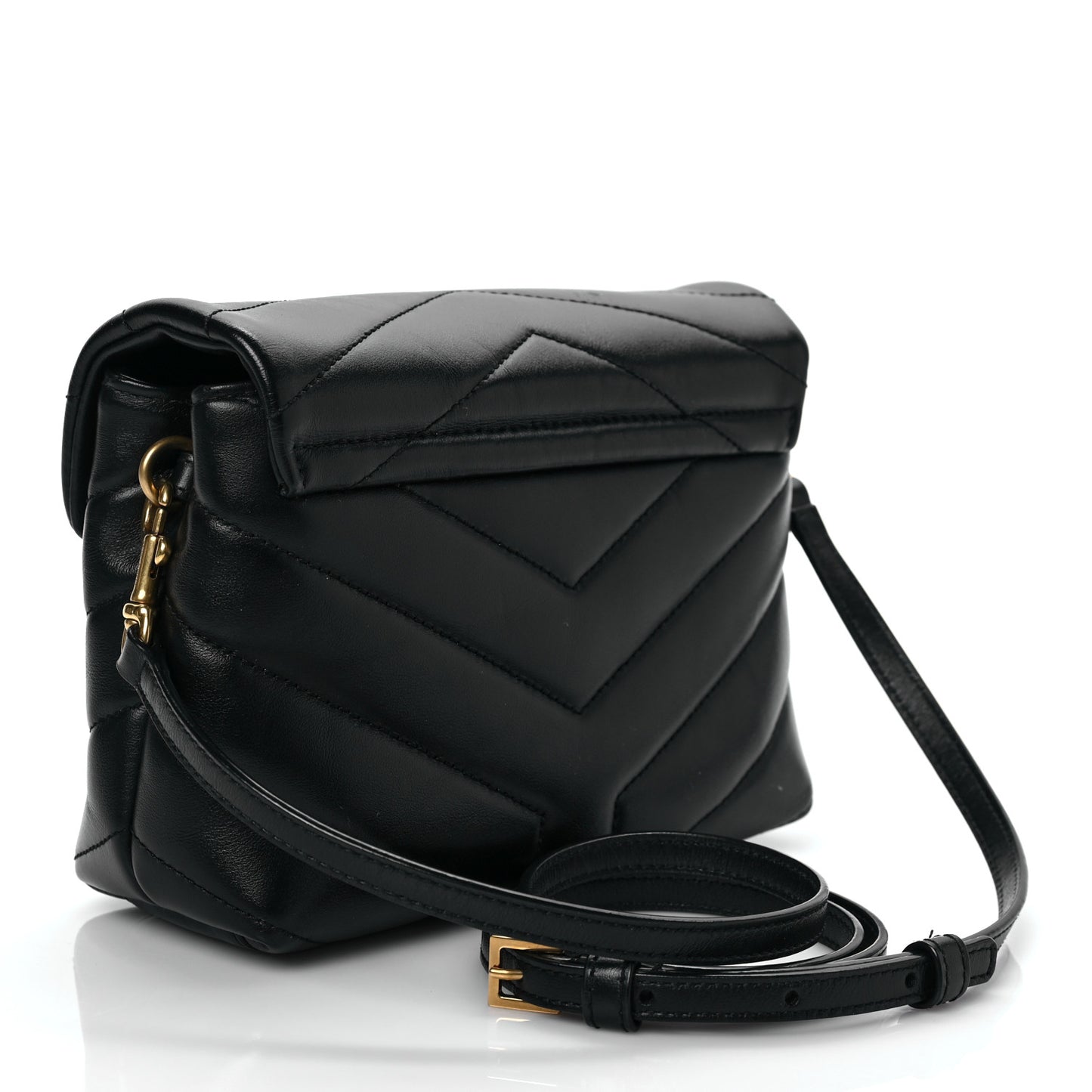 Calfskin Y Quilted Monogram Toy Loulou Crossbody Bag Black
