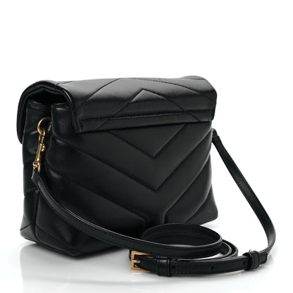 Saint Laurent Calfskin Y Quilted Monogram Toy Loulou Crossbody Bag Black 3 of 9